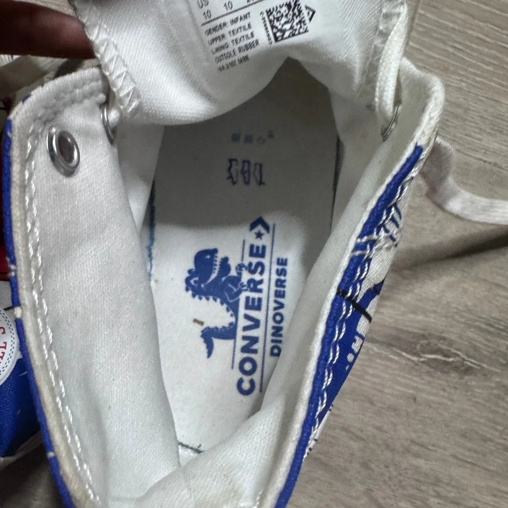 Converse Chuck Taylor All Star Dinoverse Kids High Top White Blue 763714C Sz 10